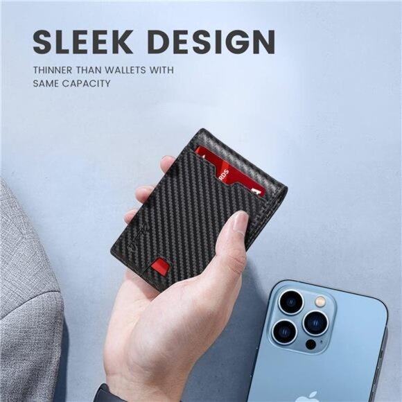 Slim Wallet for Men with Bill Compartment RFID Leather Bifold Men - Picture 2 of 6